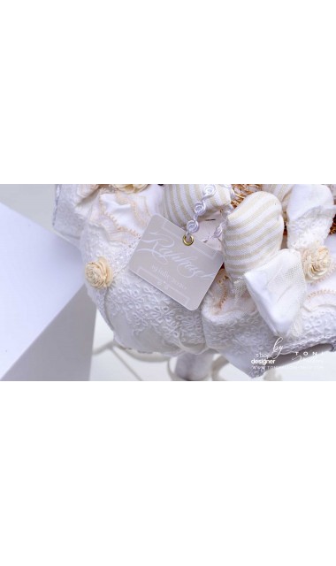 Lumanare de botez cu dantela crem si flori natur uscate Lacy Bloom 8
